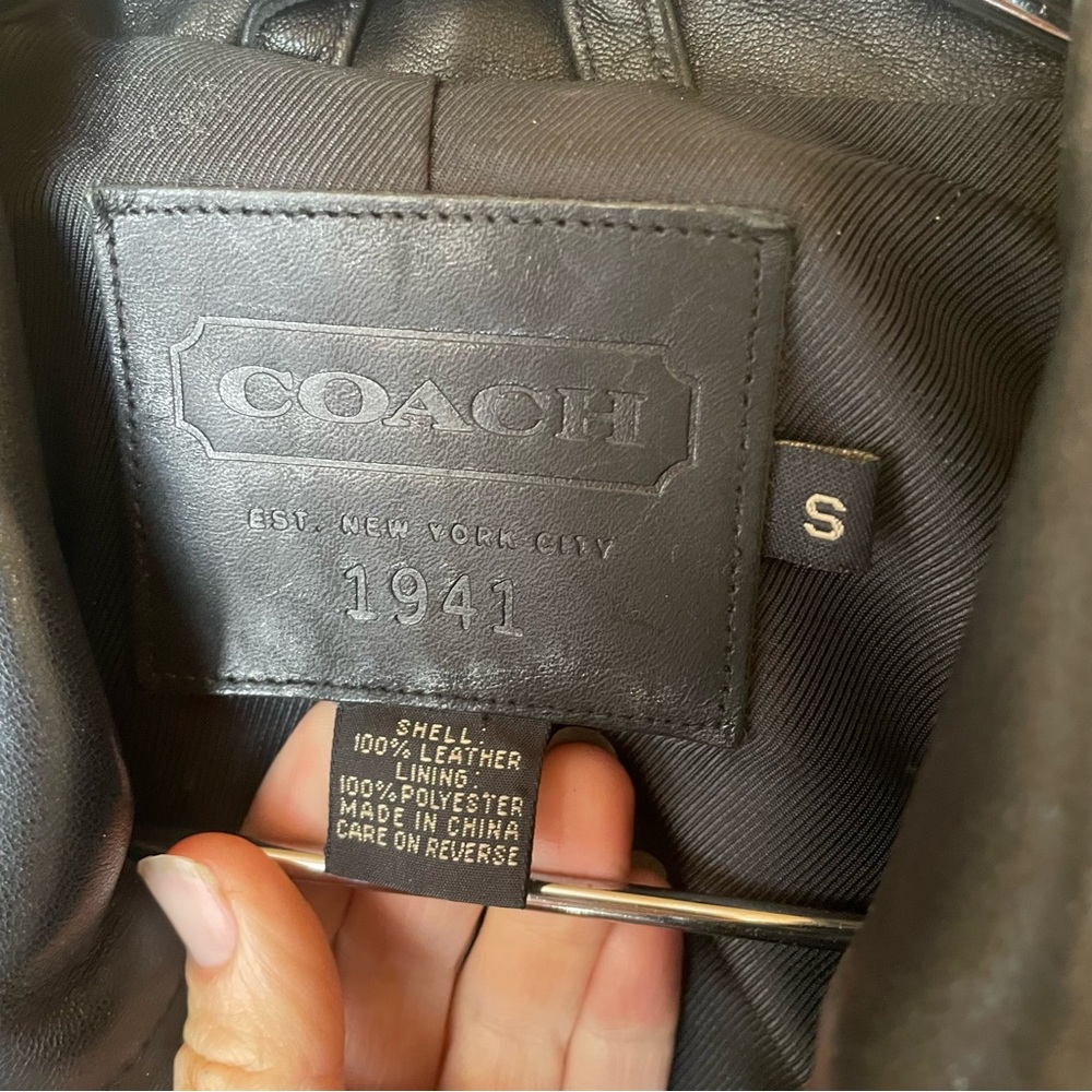 COACH Leather Longline Jacket Sleek Size Small - Picture 3 of 5